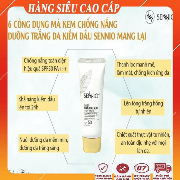 [THÁCH THỨC MỌI ÁNH NẮNG] Kem chống nắng trắng da kiềm dầu sennio/Kem chống nắng cho da dầu da mụn đa năng