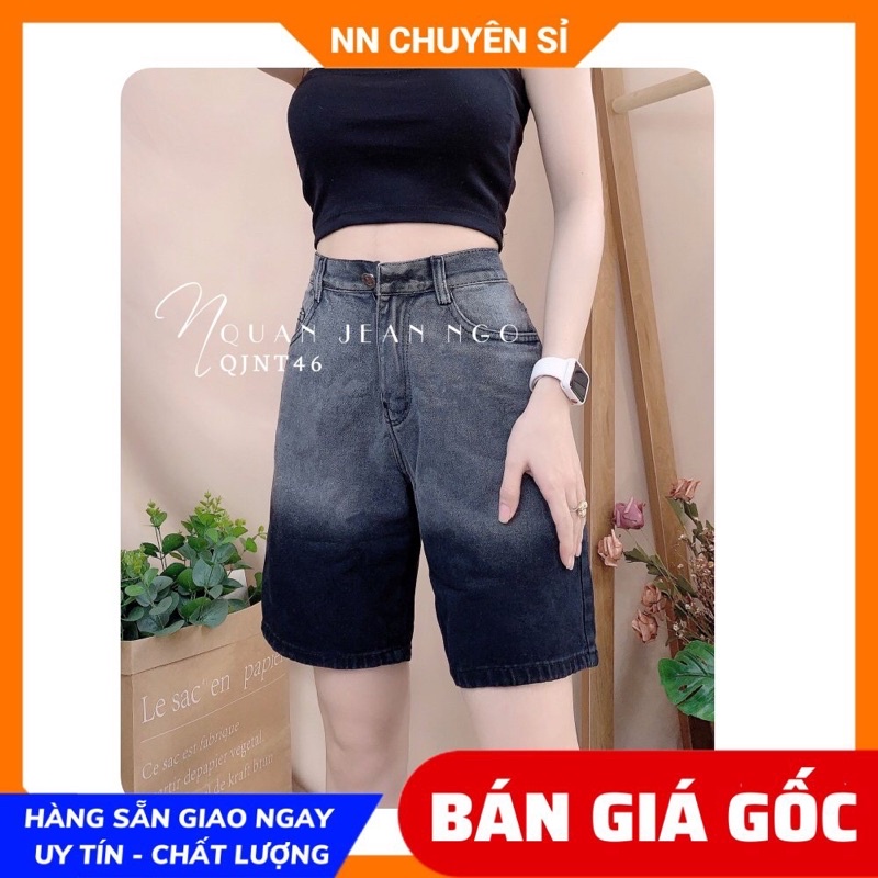 Quần lửng nữ chất jean Quần jean ngố nữ loang màu dễ thương N46