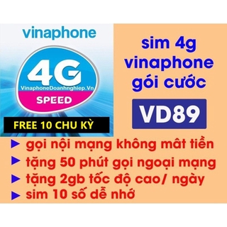SIM 4G Vina VD89 1 Năm Không Cần Nạp Tiền Miễn Phí DATA Và Nghe Gọi [ FREE 10 CHU KỲ ]