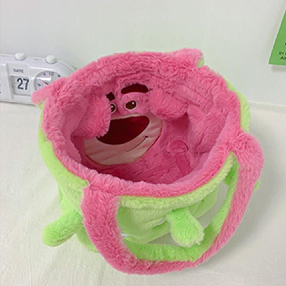 LILYES Túi Xách Lông Nhung Hình Gấu Dâu Tây Hai Mặt Sáng Tạo Cho Nữ