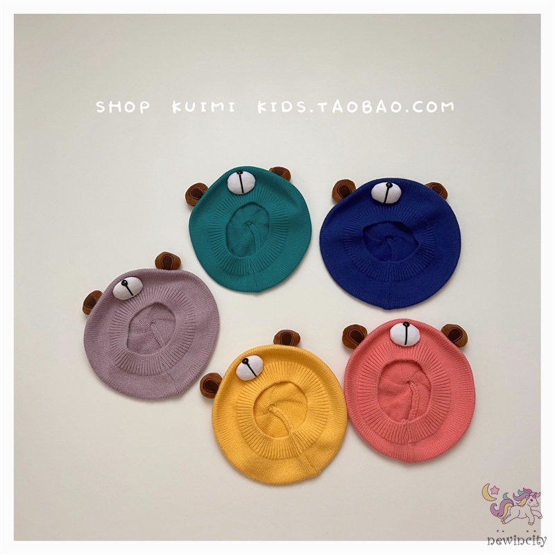 Mũ Beanie Dệt Kim Hoạ Tiết Hoạt Hình Phong Cách Hàn Quốc Cho Bé