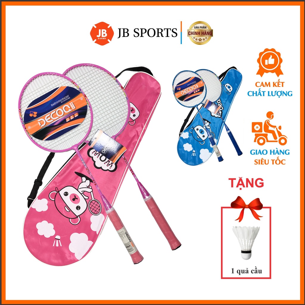 Bộ Vợt Cầu Lông TRẺ EM Chính Hãng (2 Vợt) DECOO DK216, Cặp Vợt Cầu Lông Tốt Nhẹ Dây Căng Trợ Lực