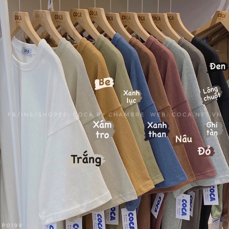 🍩 Áo thun cotton mặt lông dày trơn UNISEX quốc dân 10 màu form rộng