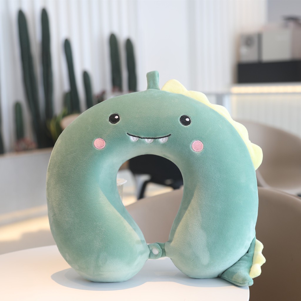 Gối Kê Cổ Chữ U Cao Su Non Hình Thú Dễ Thương Có Khóa Kéo Cho Dân Văn Phòng, Ô Tô, Máy Bay, Người Đau Mỏi Vai Gáy
