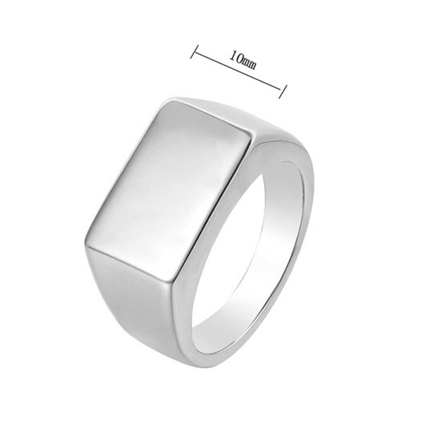 Nhẫn thép titan màu vàng/bạc/đen hình chữ nhật phong cách cổ điển cho nam