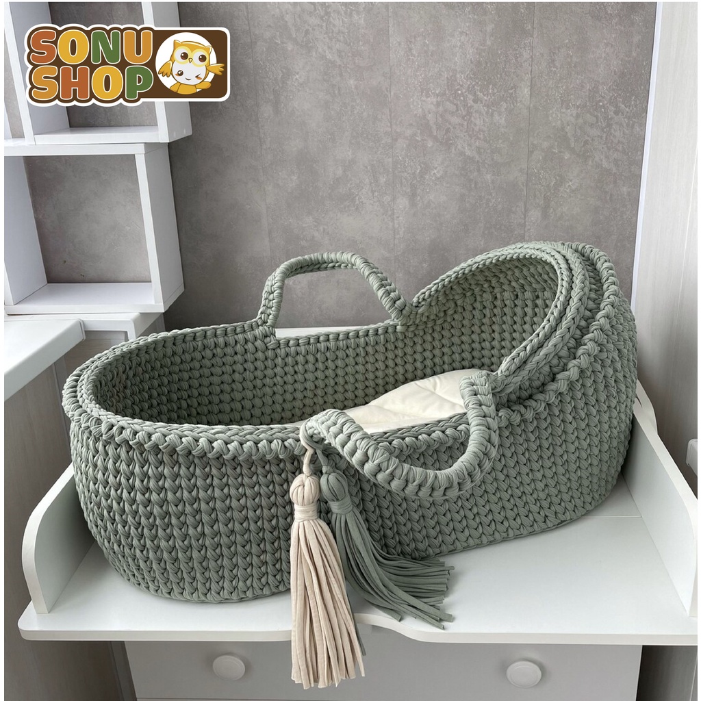 NÔI XÁCH TAY ĐA NĂNG handmade cho bé 0-3 tháng, nôi ngủ chung giường cho trẻ sơ sinh