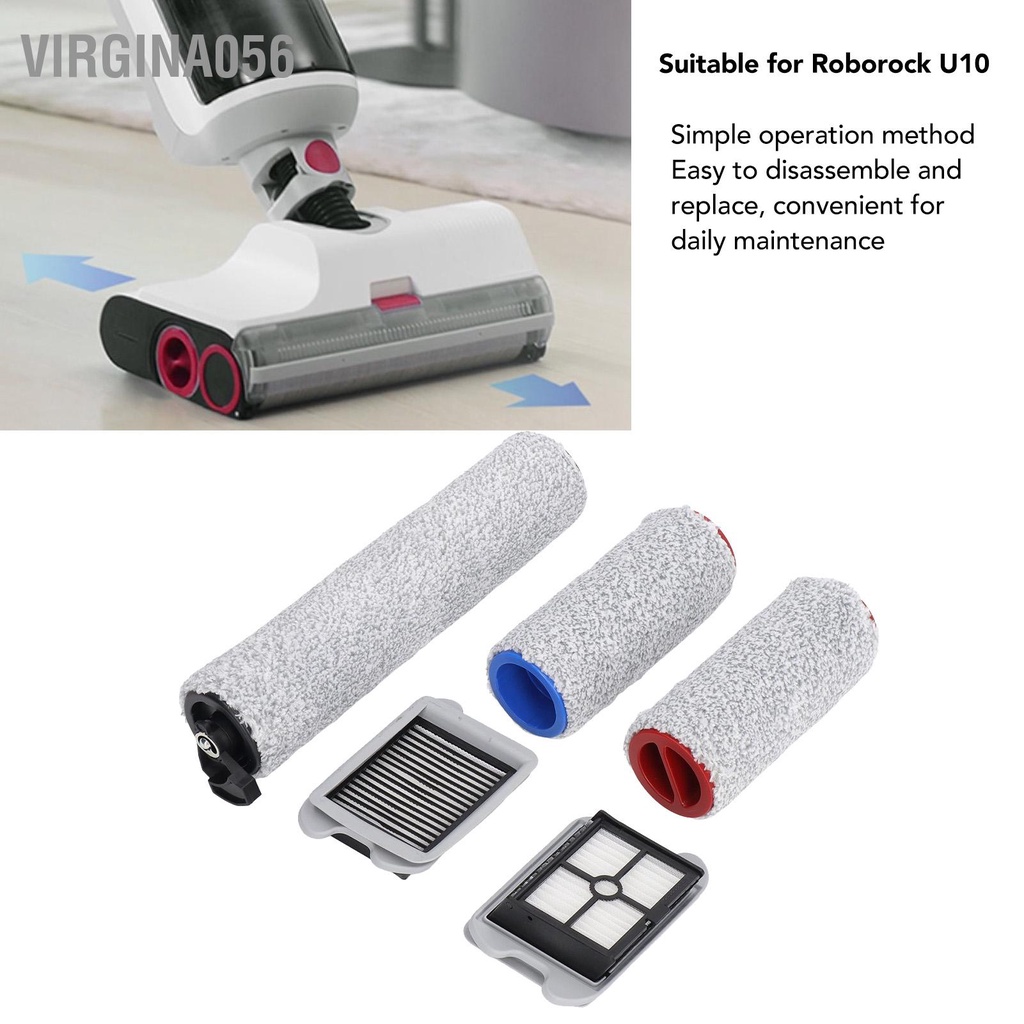 Virgina056 Máy hút bụi Bộ lọc chổi lăn có thể tháo rời phận thay thế máy cho Roborock U10