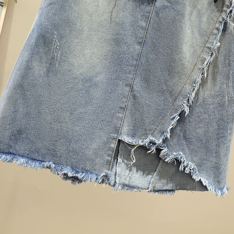 Chân Váy Denim Chữ A Lưng Cao Plus Size Hợp Thời Trang Cho Nữ