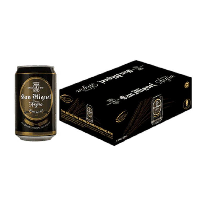 Thùng 24 lon bia San Miguel Cerveza Negra lon 330ml