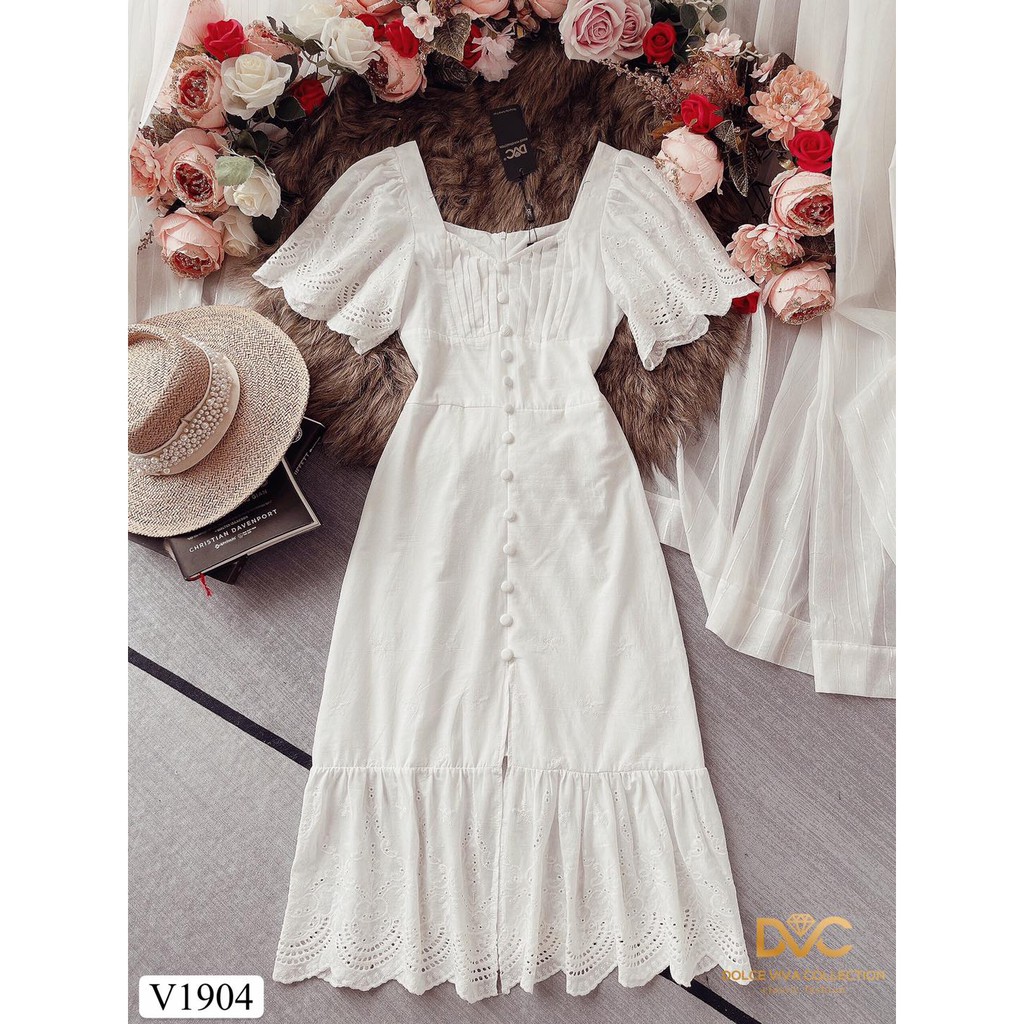 Váy trắng maxi chất đũi Thái cao cấp V1904_Mie Design [kèm ảnh thật]