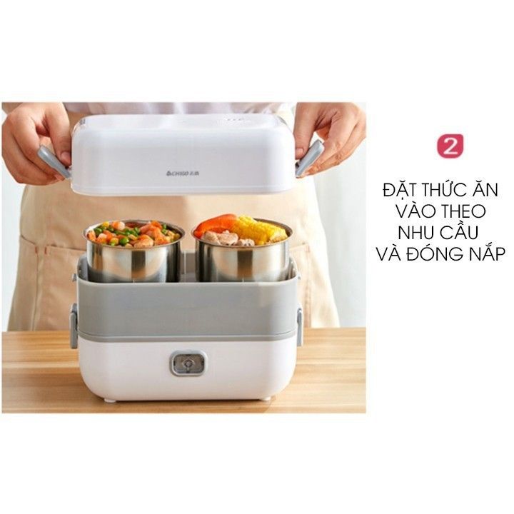 Hộp Cơm Cắm Điện Giữ Nhiệt 2 Tầng 4 Bát Inox Bucook Có Chức Năng Hâm Nóng Và Nấu Chín Thức Ăn Tiện Lợi Kotic_Shop