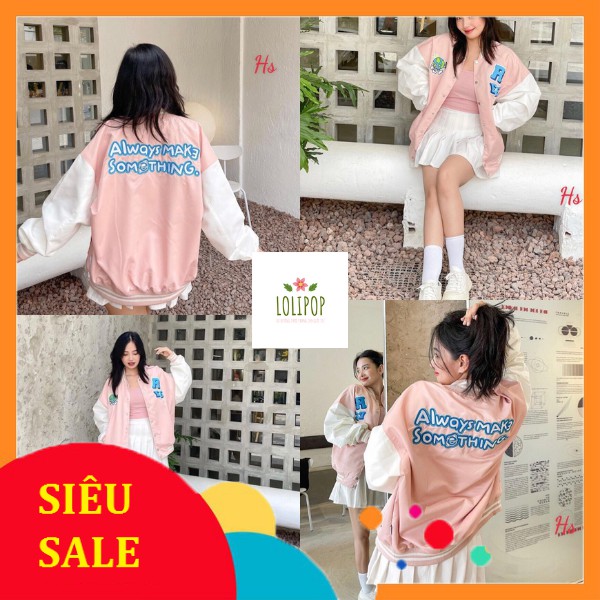 Áo Bomber Màu Hồng Phong Cách Cá Tính (Có Video + Ảnh Cận Chất) - LOLIPOP