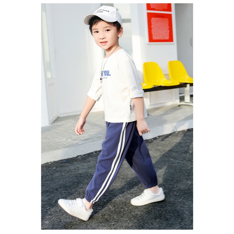 Quần thể thao YAOEENH dài ống rộng màu sắc đơn giản thời trang dành cho bé trai và bé gái