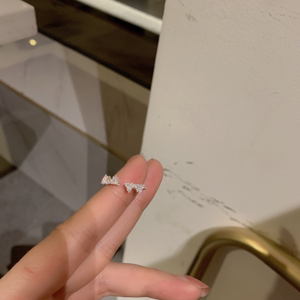 Nhẫn Hở Hình Tam Giác Đính Đá zircon Thời Trang Cho Nữ