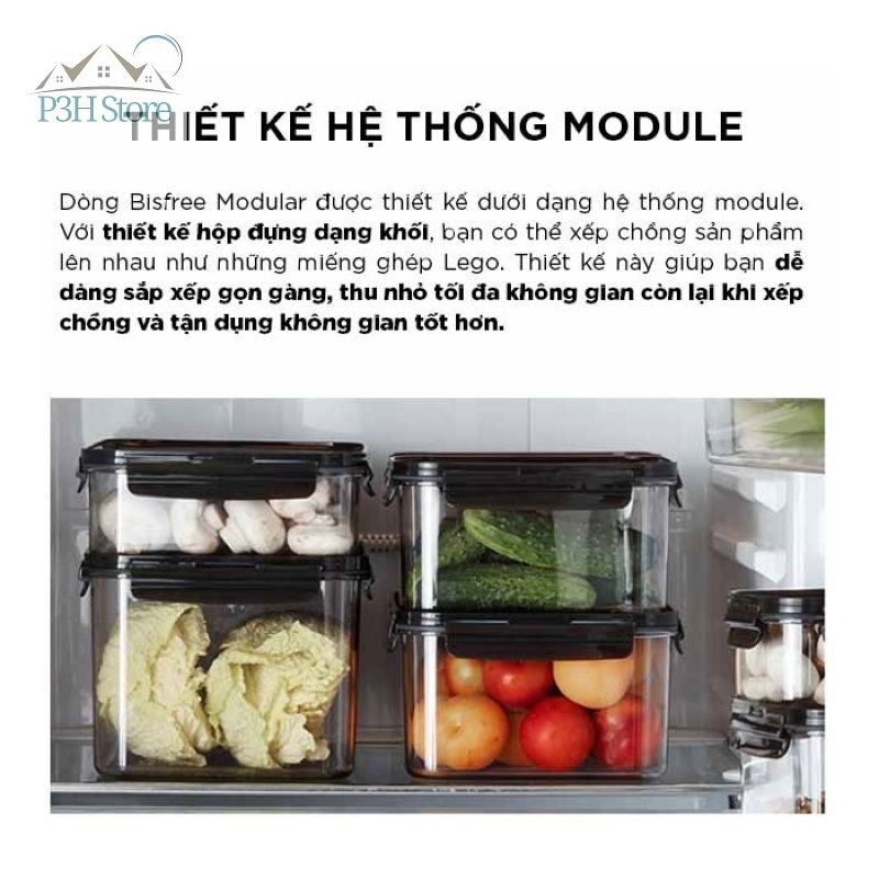 Bộ 3 hộp bảo quản thực phẩm Lock&amp;Lock Bisfree Modular LBF404S3 (2x910ml+1x3500ml)