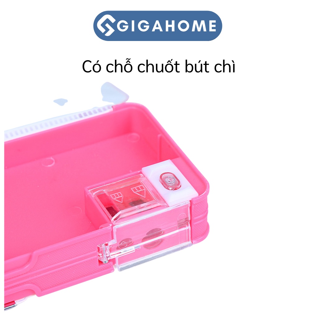Hộp Đựng Bút Nhựa Nam Châm 2 Ngăn Kèm Gọt Bút Chì Và Máy Tính Nhiều Mẫu GIGAHOME 7970