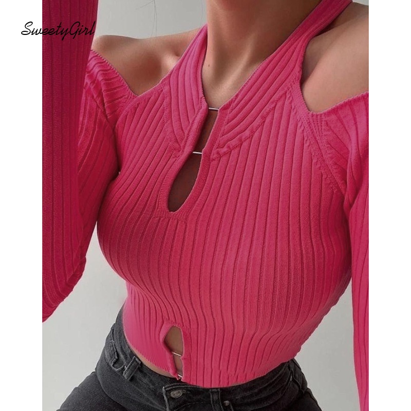 Áo Thun Trễ Vai Tay Dài Màu Trơn 2022 Thời Trang Quyến Rũ Cho Nữ