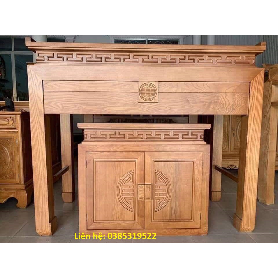 Bàn thờ chung cư kèm tủ cơm gỗ mít