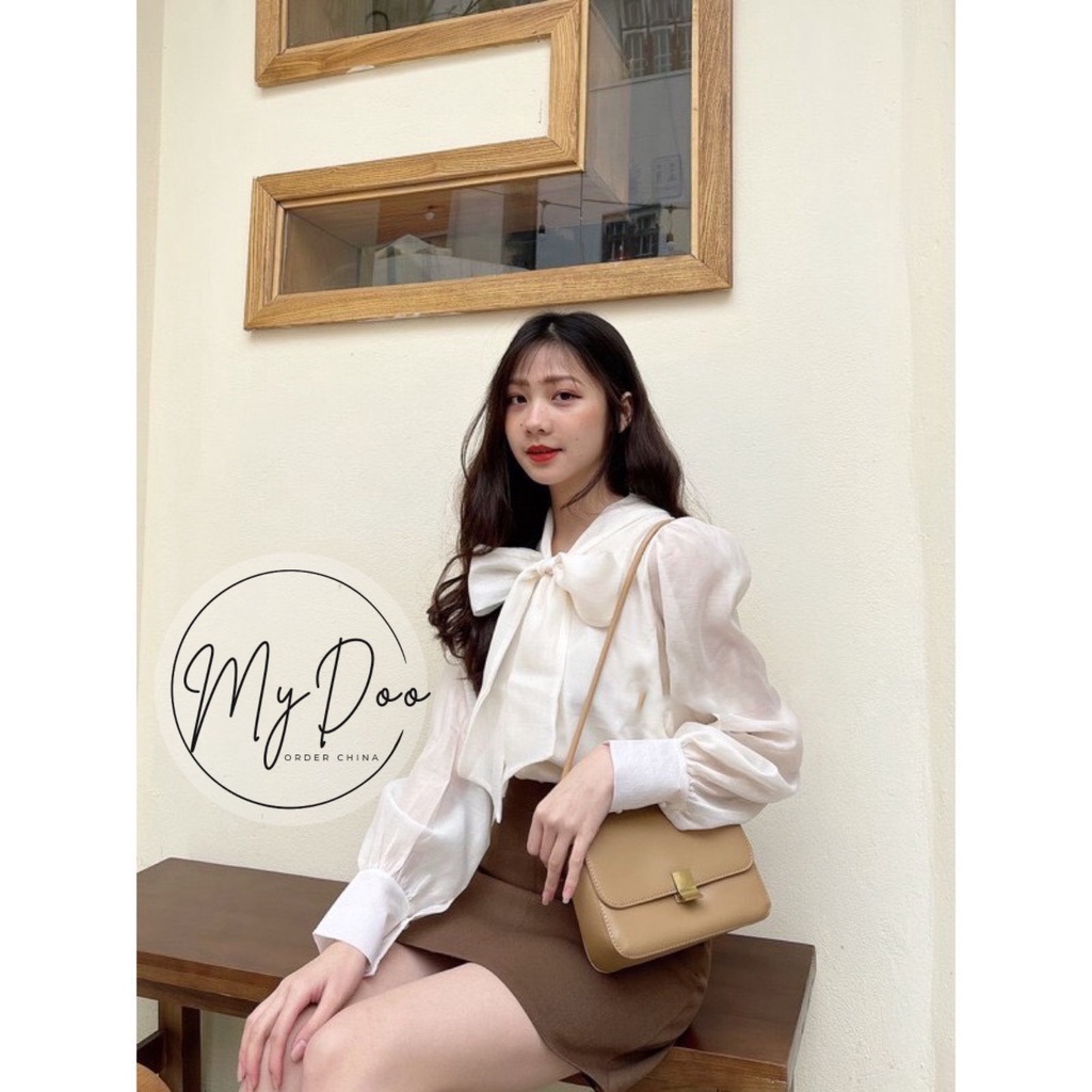 [HÀNG LOẠI I]Áo sơ mi tay bồng cổ nơ khuy ngọc tiểu thư nhiều màu sắc SMB01 | BigBuy360 - bigbuy360.vn