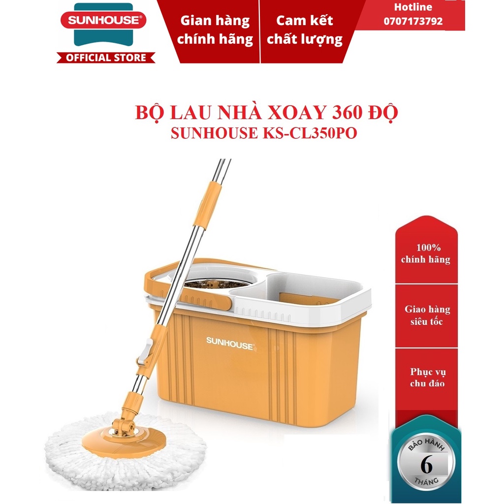 BỘ LAU NHÀ XOAY 360 ĐỘ SUNHOUSE KS-CL350PO - BẢO HÀNH CHÍNH HÃNG 6 THÁNG