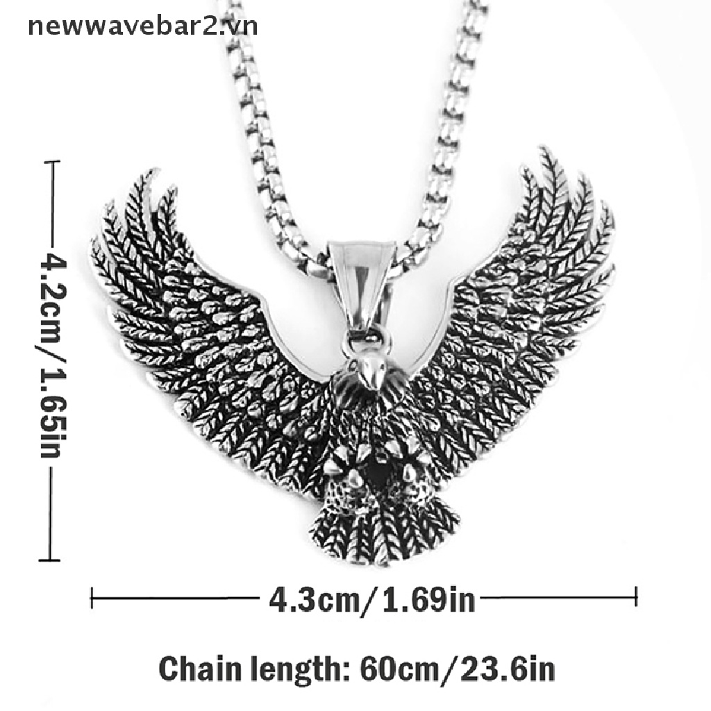 [newwavebar] Vòng cổ Mặt Đại Bàng Bay Bằng Thép Không Gỉ Phong Cách Vintage Cho Nam