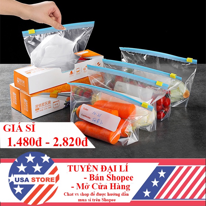 Túi Zip Đựng Thực Phẩm V3, Bảo Quản Thức Ăn Có Khóa Kéo, Có Ô Ghi Chú Ghi Tên Sản Phẩm, Ghi Ngày Mua