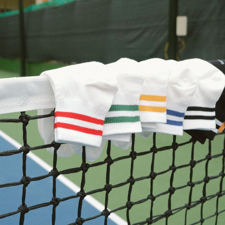 MEN DOUBLE LINE - Tất vớ cao cổ nam kẻ hai sọc thể thao, nhập khẩu Hàn Quốc