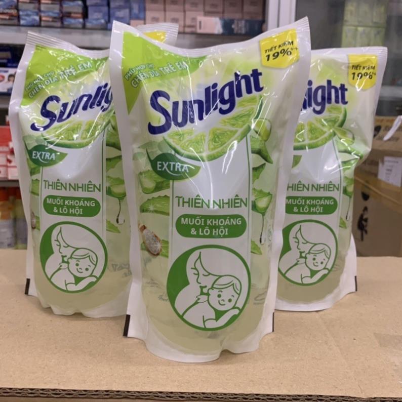 TÚI NƯỚC RỬA CHÉN BÁT SUNLIGHT 750g THIÊN NHIÊN MUỐI KHOÁNG phù hợp cho chén đĩa trẻ em