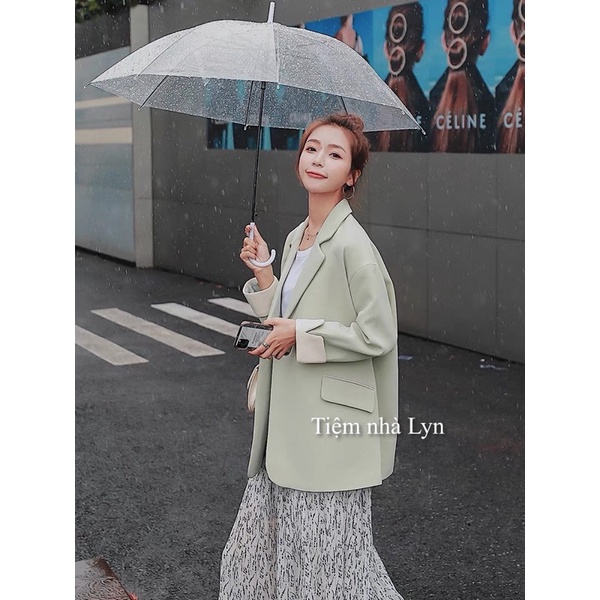 Áo blazer dài tay phối tay xắn / Áo vest công sở 1 lớp phối tay