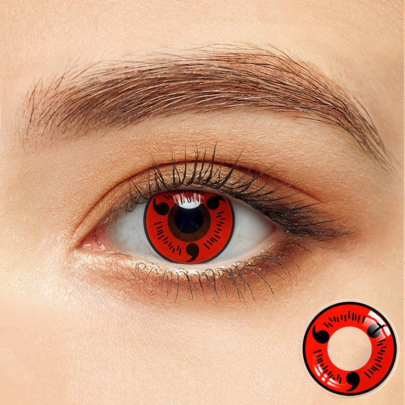 2 cái Gửi hộp đựng kính Cosplay Anime Mắt Ống Kính NARUTO Sharingan Màu Kính Áp tròng cho Mắt Uchiha Sasuke Hatake