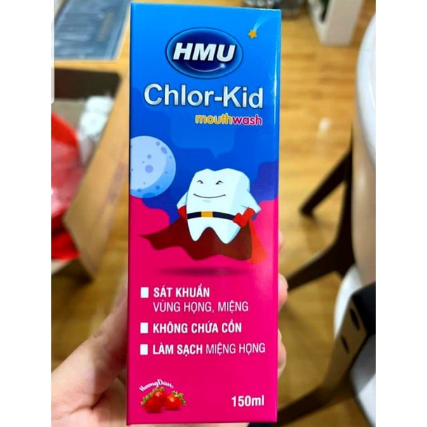 Nước súc họng HMU Chlor-kid dành cho trẻ từ 4 tuổi loại bỏ mảng bám, ngăn ngừa viêm nướu, giúp hơi thở thơm mát