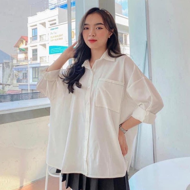 [Mã FAMARAL1 giảm 10K đơn 50K] Sơ Mi Form Rộng Phối Chỉ Nổi (Ảnh Thật) | BigBuy360 - bigbuy360.vn