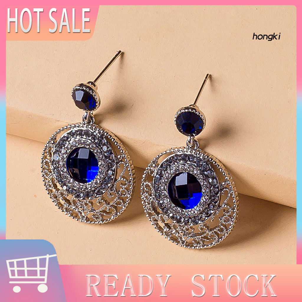 Đôi khuyên tai hình tròn đính đá thời trang cho nữ độc đáo