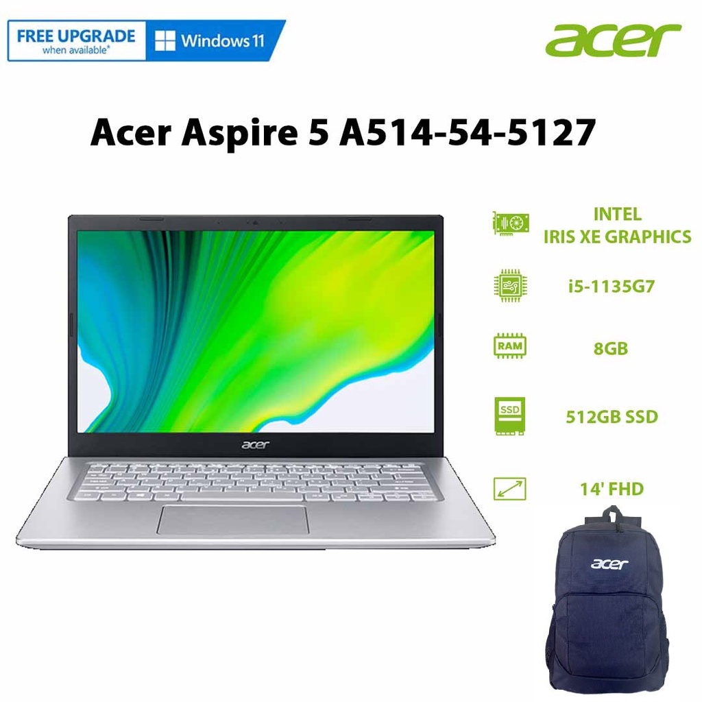 Laptop Acer Aspire 5 A514-54-5127 (i5-1135G7 | 8GB | 512GB | 14' FHD | Win 11)