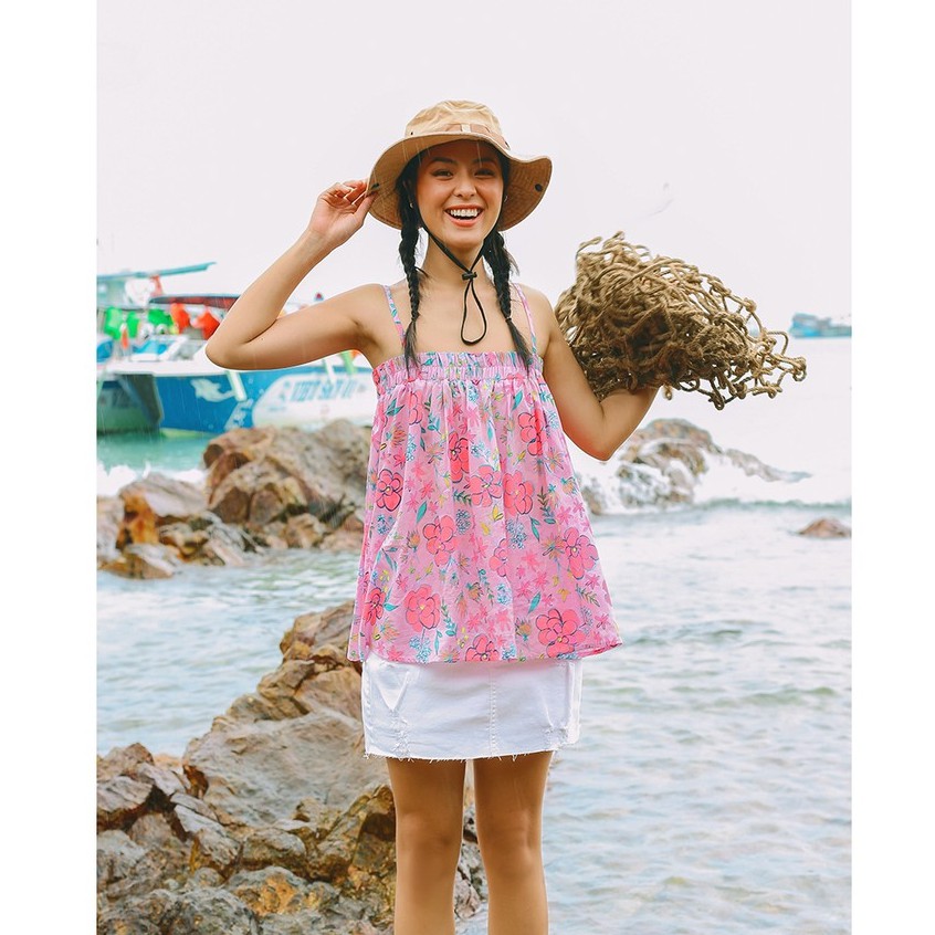 Áo hai dây hoa thiết kế dáng babydoll bo ngực MIEU - HA17