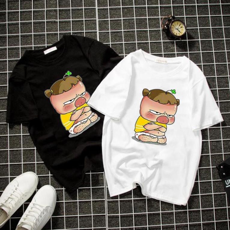 Áo thun unisex form rộng hoạt hình dễ thương vải dày mịn 2019T1427