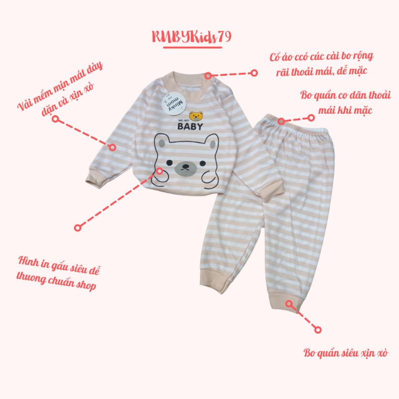 Đồ Bộ tay dài quần dài cho bé từ 6-16kg rubykids79