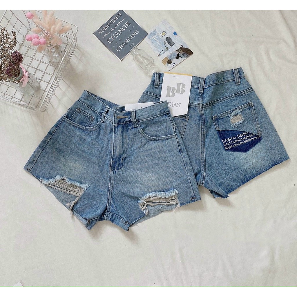 Quần sọt jean nữ HANOIJEAN - Quần short nữ túi họa tiết quần đùi nữ hàng VNXK | BigBuy360 - bigbuy360.vn