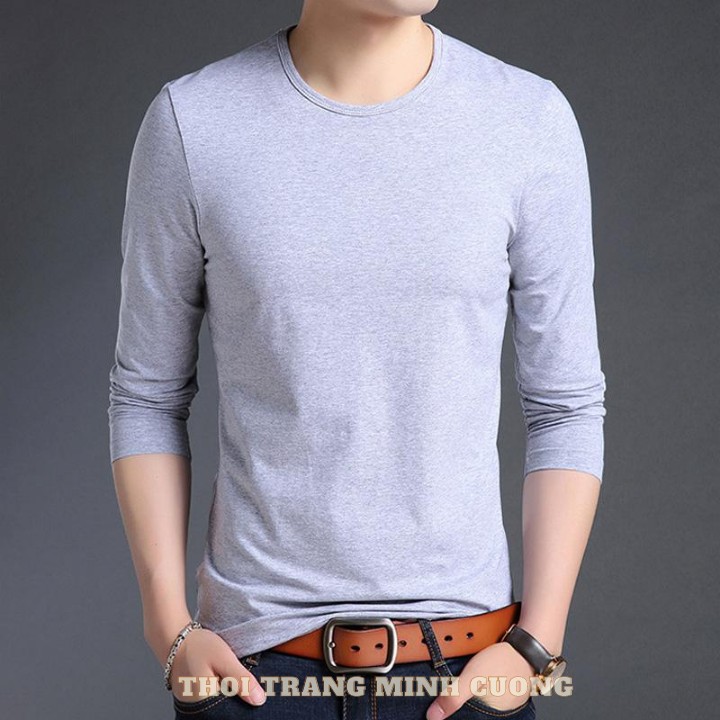 Áo thun nam dài tay cổ tròn mặc thu đông, giữ nhiệt, chất cotton co giãn, dáng ôm - TDT