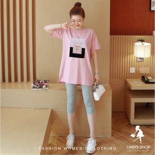 Set áo phông quần leging bầu hình chữ nhật