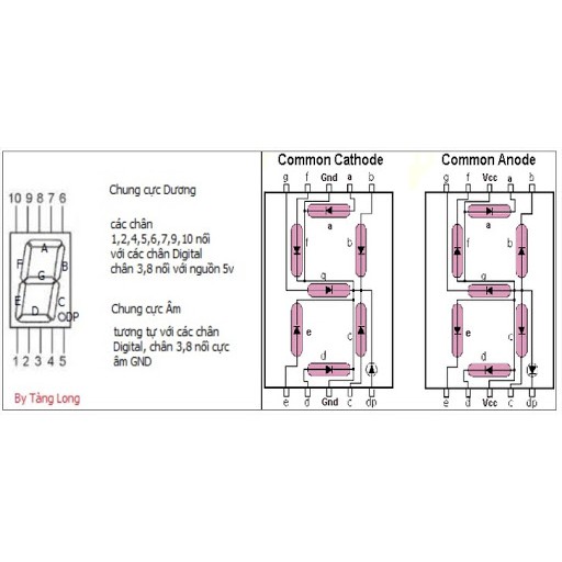 Led 7 đoạn 2 số cathode - anode chung