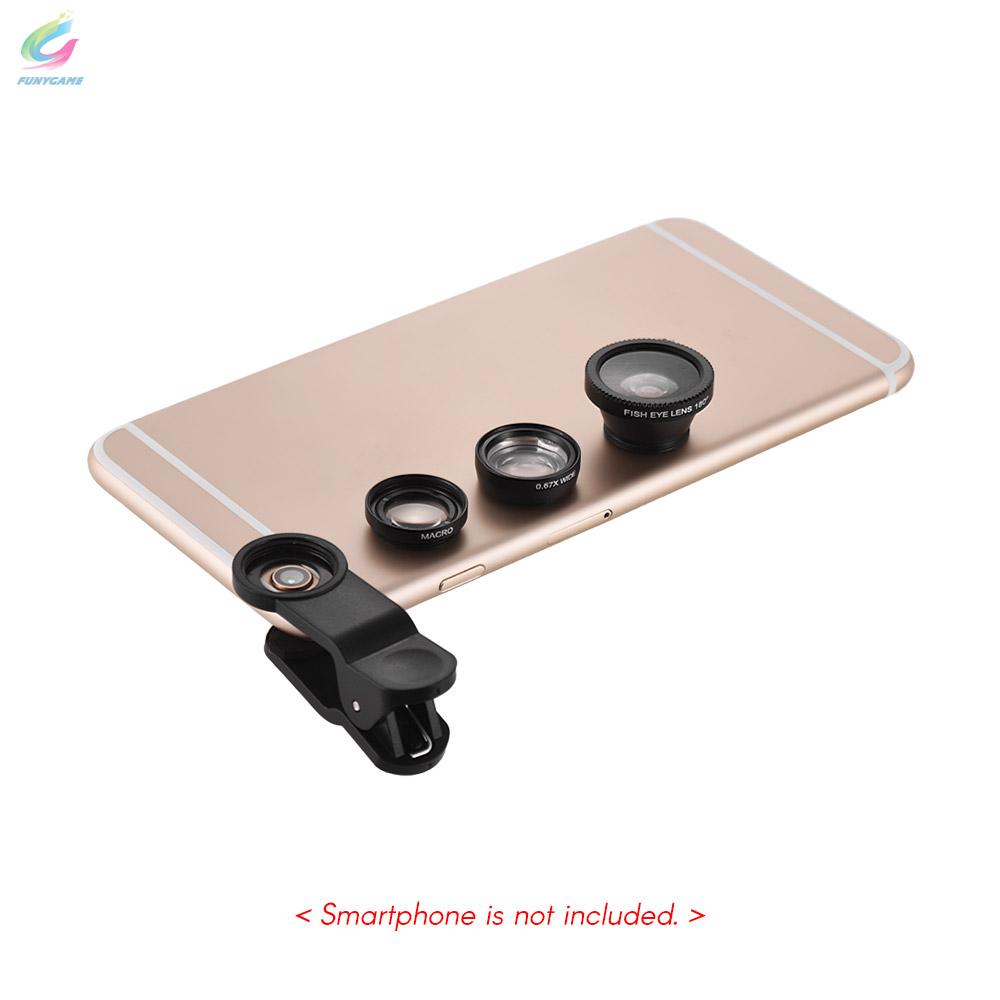 Bộ Ống Kính Góc Rộng Macro 0.67x 180 3 Trong 1 Có Kẹp Gắn Điện Thoại Iphone Samsung Huawei