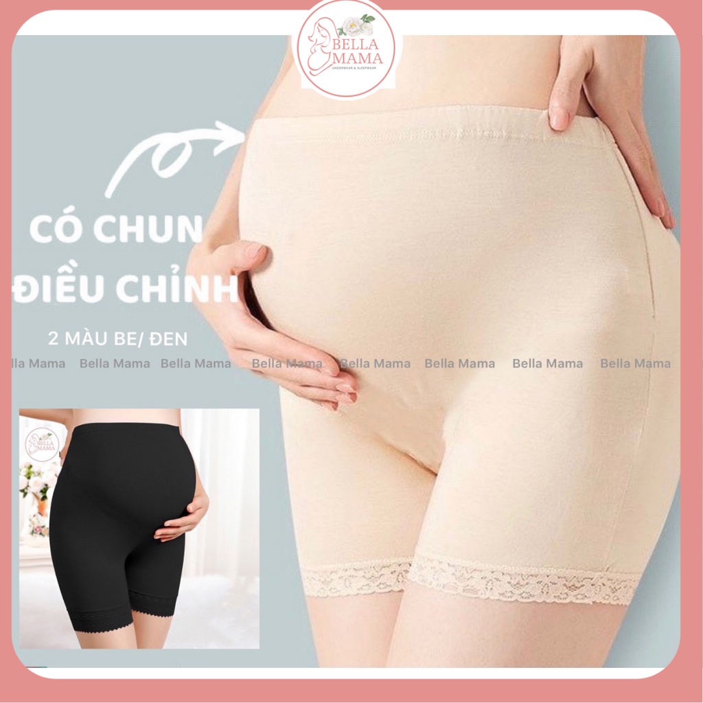 Quần Đùi Bầu Quần Mặc Trong Váy Bầu Cạp Cao Cạp Chéo Cotton Co Dãn Mềm Mại Chung Chỉnh Bụng Freesize Bella Mama Q812