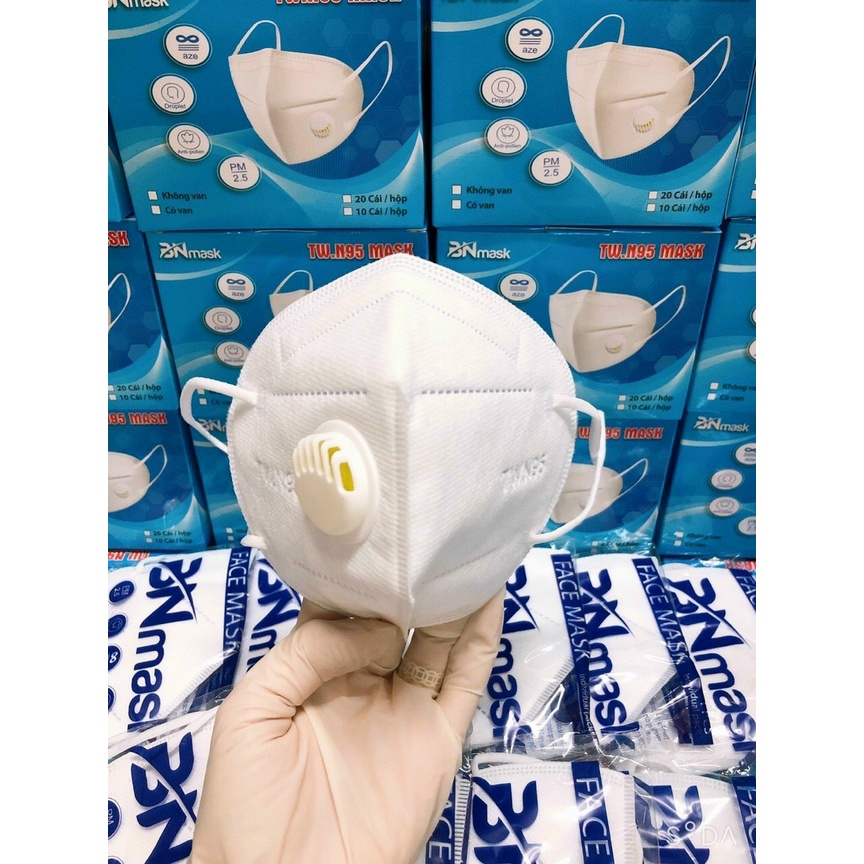 Hộp 10 cái Khẩu Trang 3D Y Tế 5 Lớp TW.N95 BN MASK Có Van thở [ CHÍNH HÃNG ] Kháng Khuẩn Lọc Bụi Siêu Mịn PM2.5