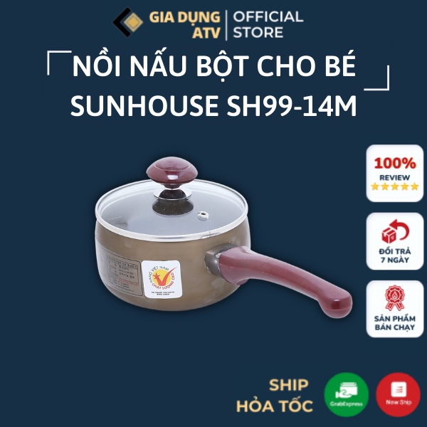 Nồi nấu bột cho bé , nồi quấy bột chống dính Sunhouse SH99-14m nhỏ gọn tiện lợi
