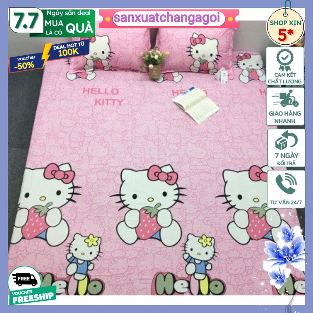 Ga trải giường bọc đệm 1m 1m2 1m6 được chọn họa tiết,mẫu kitty ôm dâu