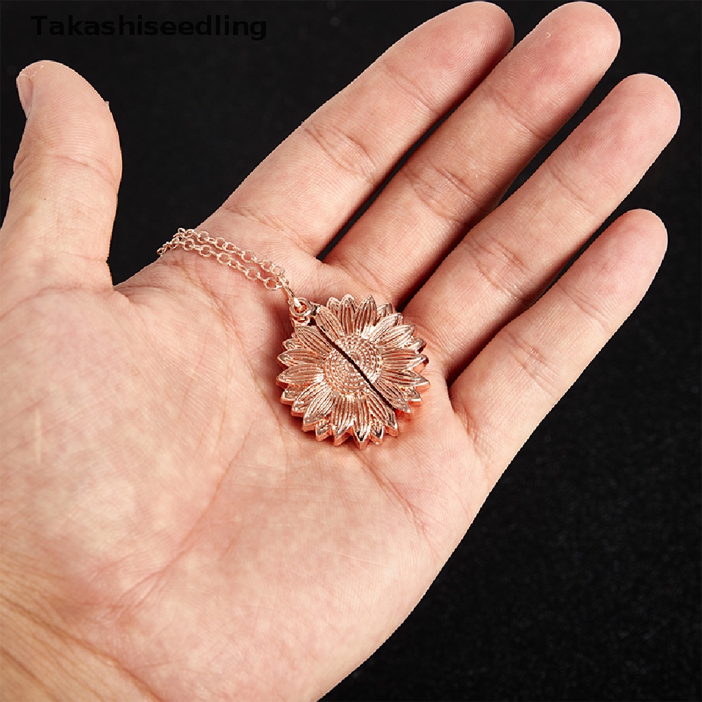 (Takashiseedling) Vòng cổ Mở Mặt Hoa Hướng Dương Khắc Chữ You are my sunshine