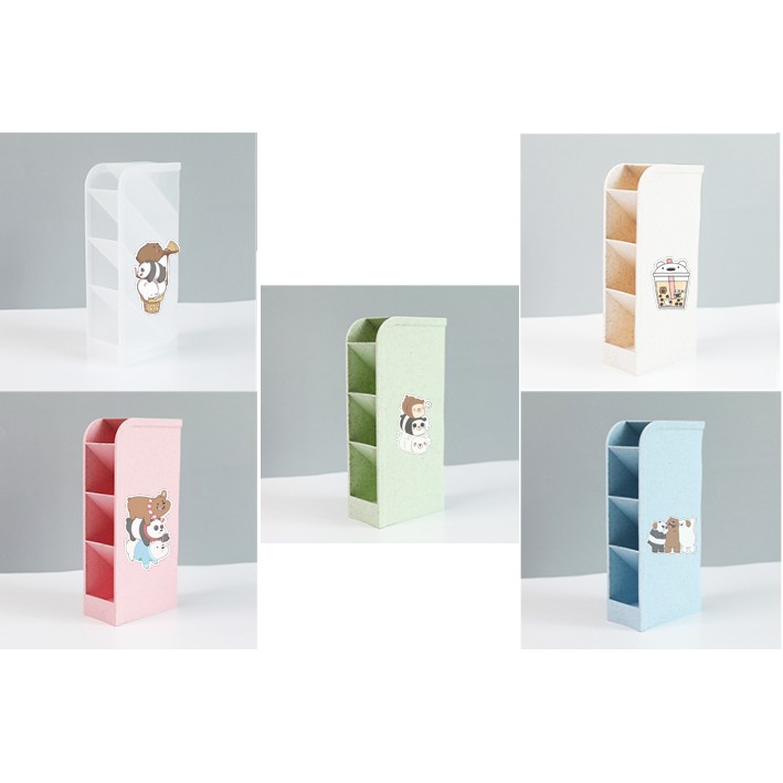 Ống cắm bút ba anh em gấu 4 tầng CB4I3 ống cắm để đồ trang điểm bare bear kpop thần tượng hoạt hình idol