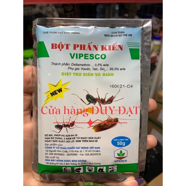 BỘT PHẤN KIẾN VIPESCO - diệt kiến, gián, côn trùng - GÓI 50gram