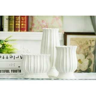 Lọ hoa sứ miệng lượn (Có 3 size)